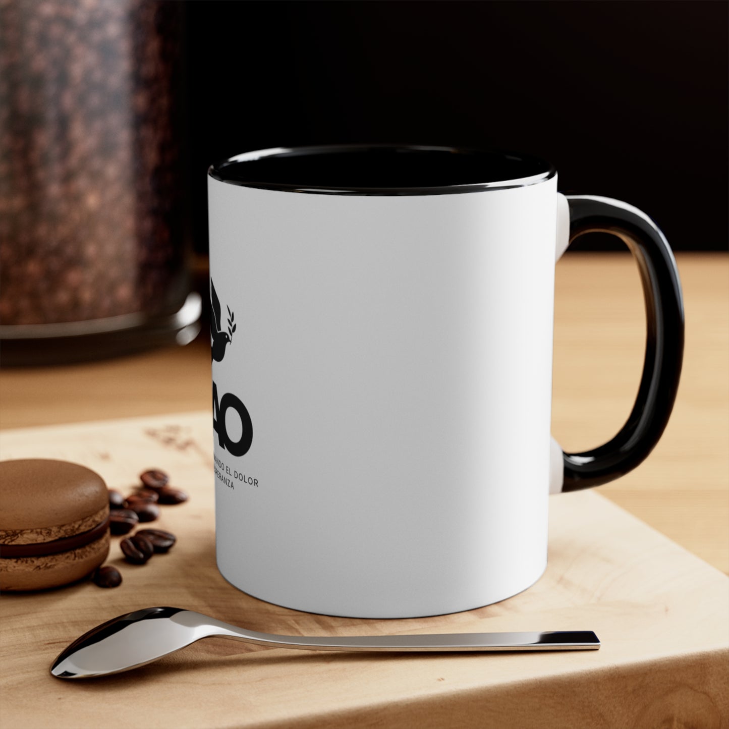 Inspirational 11oz Mug - PAO Design with Red Accent Handle