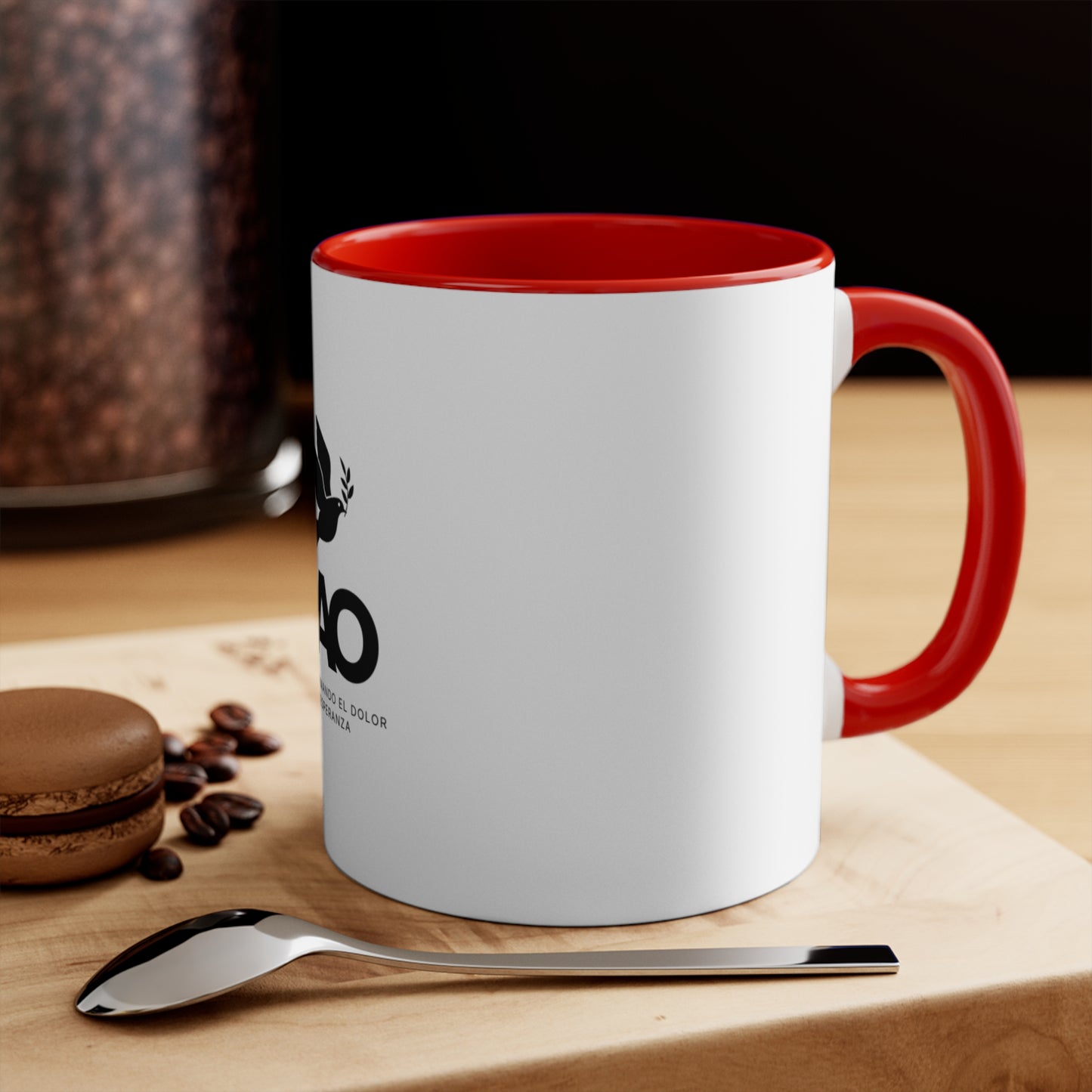 Inspirational 11oz Mug - PAO Design with Red Accent Handle