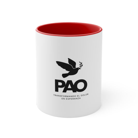 Inspirational 11oz Mug - PAO Design with Red Accent Handle